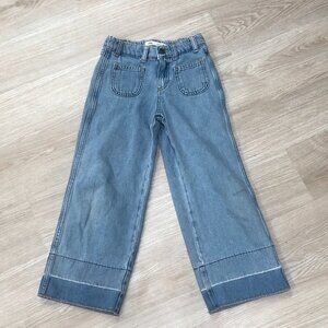ZARA Kids Wide Leg Patch Pocket Jeans with Belt - Size 7